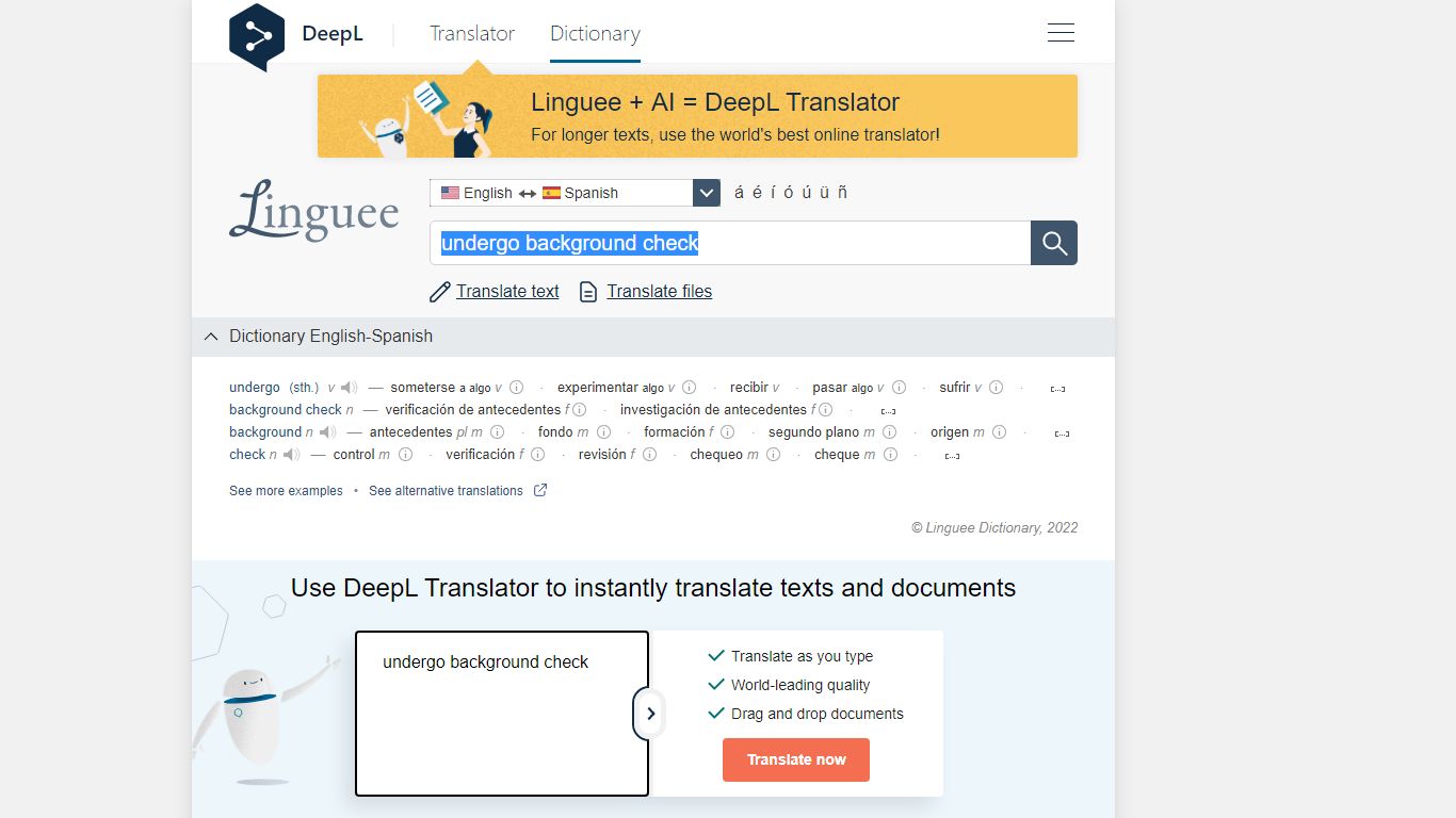 undergo background check - Spanish translation – Linguee